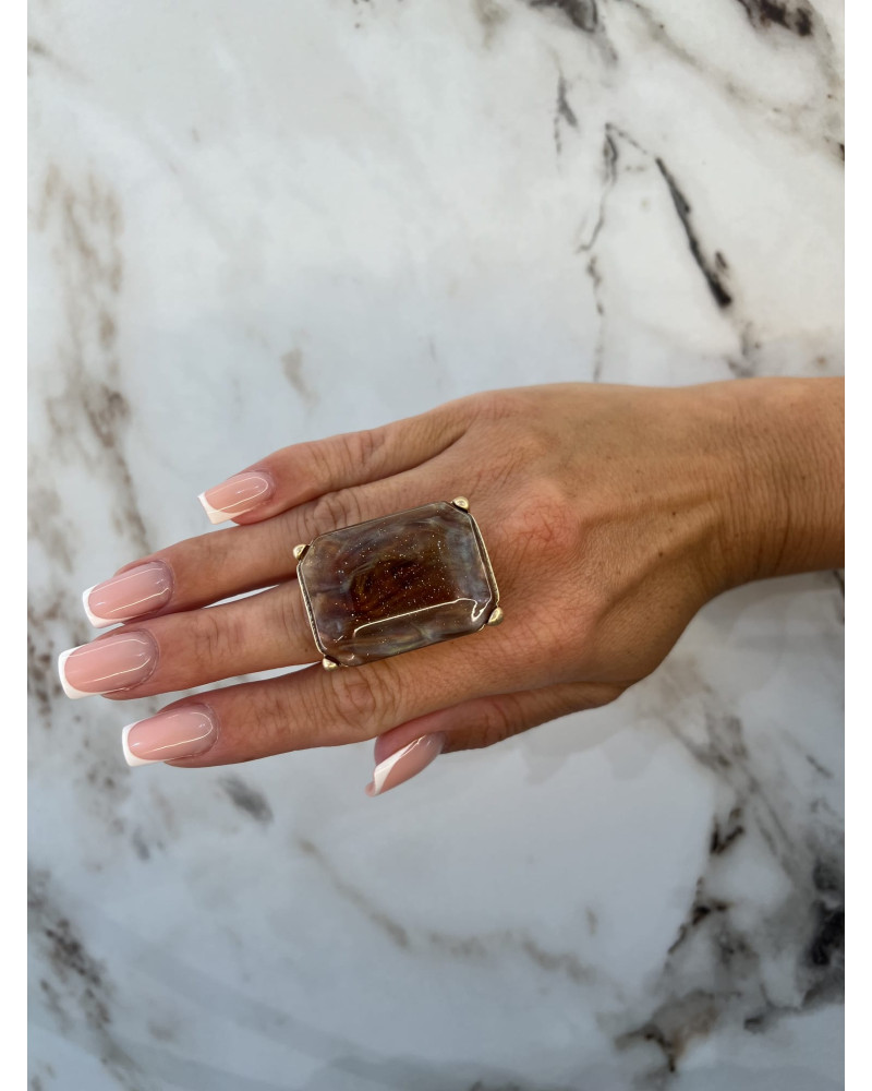 Pierścionek Melody brązowy z beżem