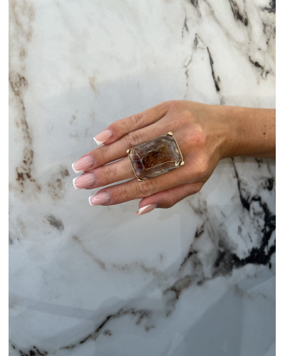 Pierścionek Melody brązowy z beżem