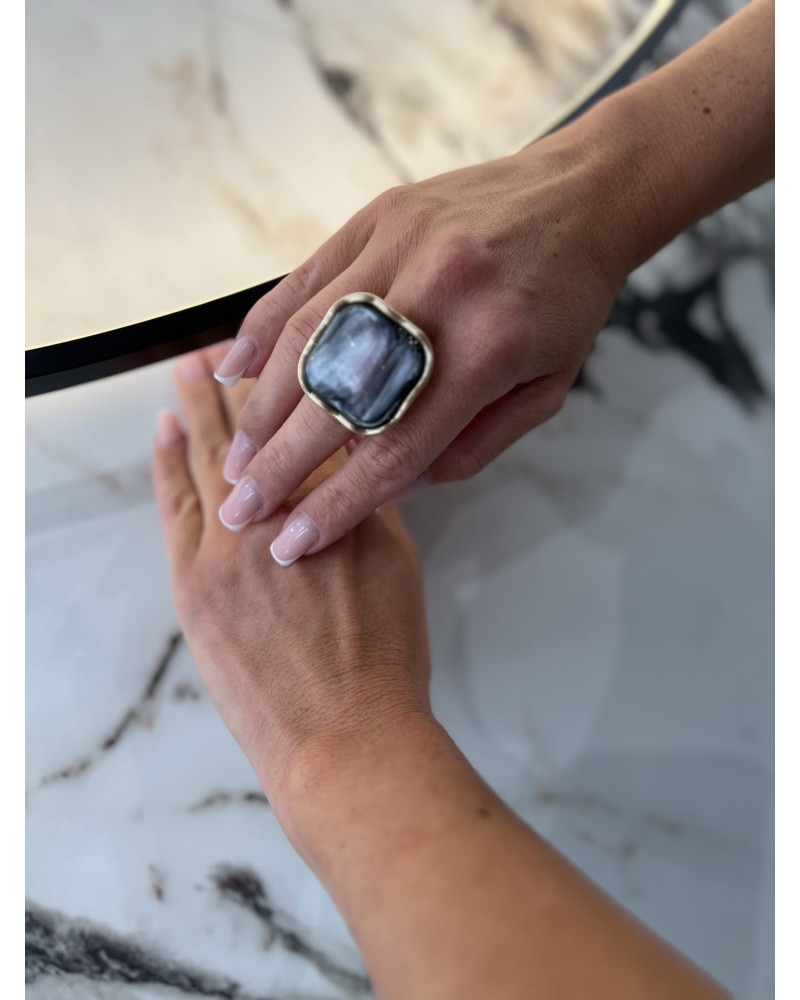 Pierścionek Aurora szary ze złotem