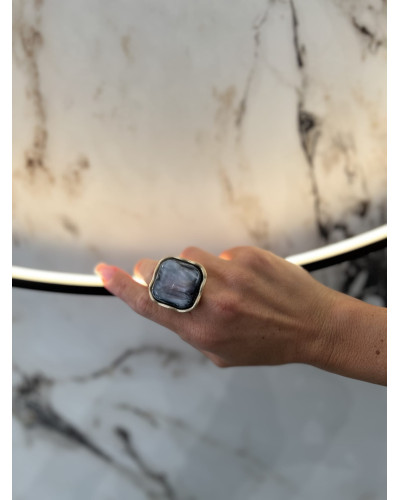 Pierścionek Aurora szary ze złotem