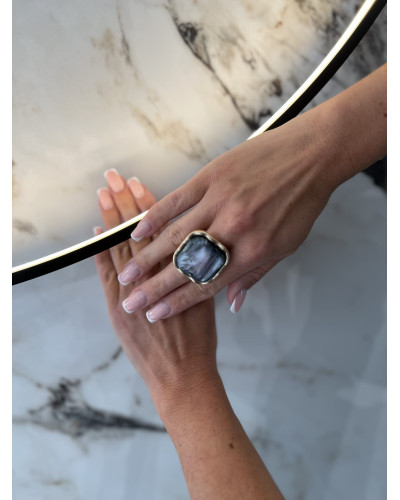 Pierścionek Aurora szary ze złotem