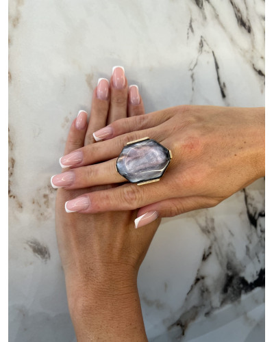 Pierścionek Serafina szary z różem