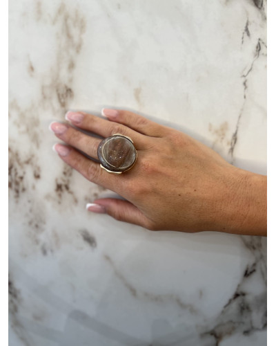 Pierścionek Crystal brązowy z beżem