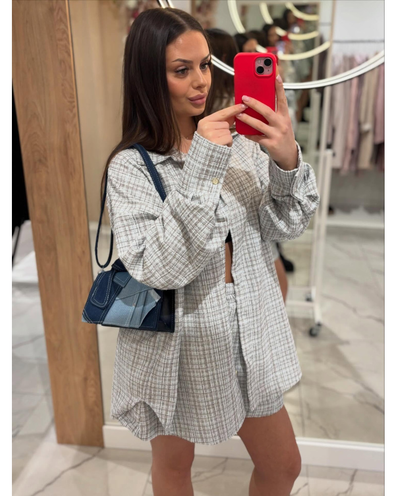 Komplet Chanel koszula + spodenki La Milla błękitny z kakao