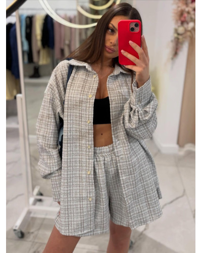 Komplet Chanel koszula + spodenki La Milla błękitny z kakao