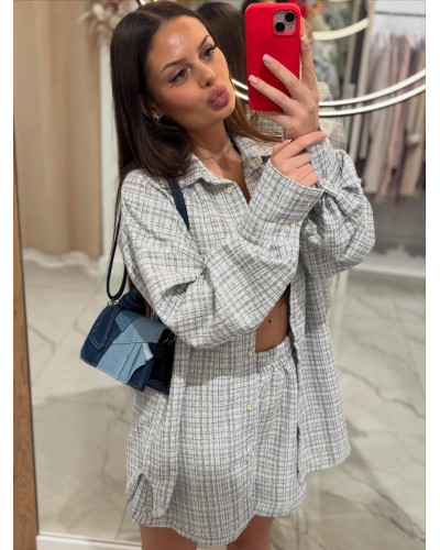 Komplet Chanel koszula + spodenki La Milla błękitny z kakao