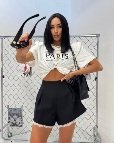 Spodenki materiałowe motylki La Milla czarne z koronką