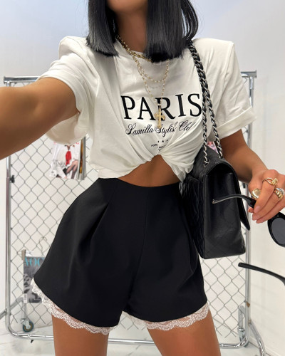 Spodenki materiałowe motylki La Milla czarne z koronką