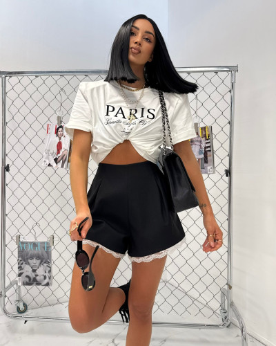 Spodenki materiałowe motylki La Milla czarne z koronką