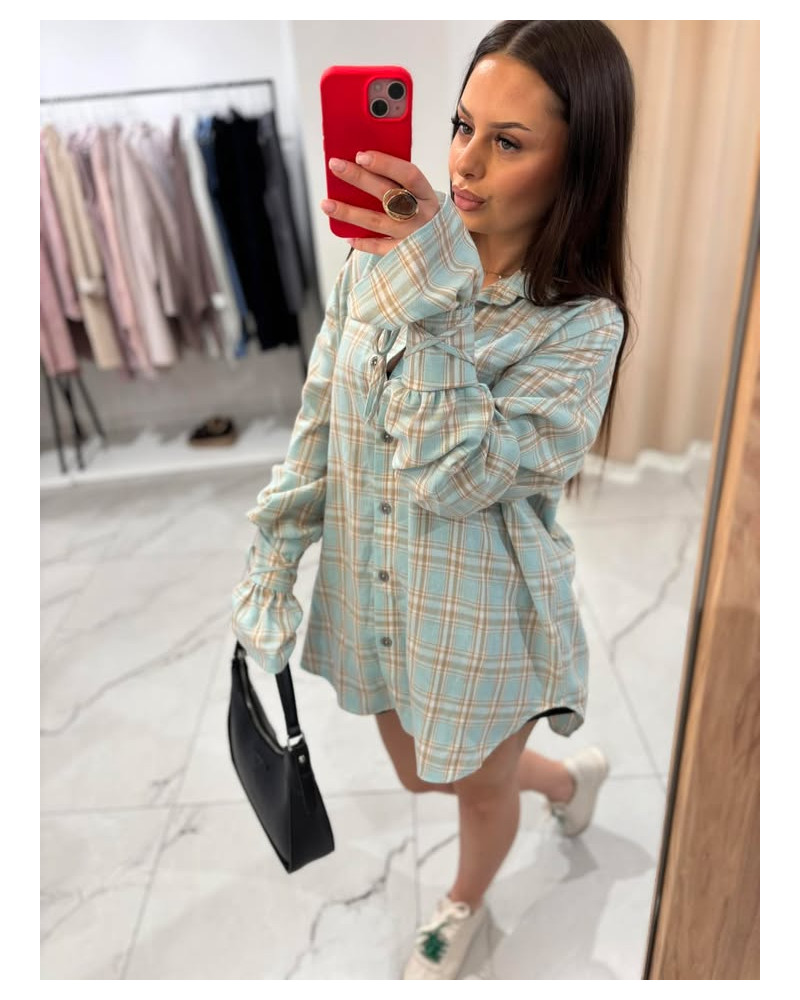 Koszula z wiązanym mankietem La Milla miętowa z camelem