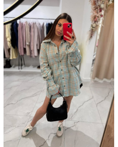 Koszula z wiązanym mankietem La Milla miętowa z camelem