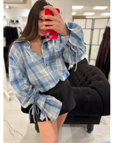 Koszula z wiązanym mankietem La Milla niebieska