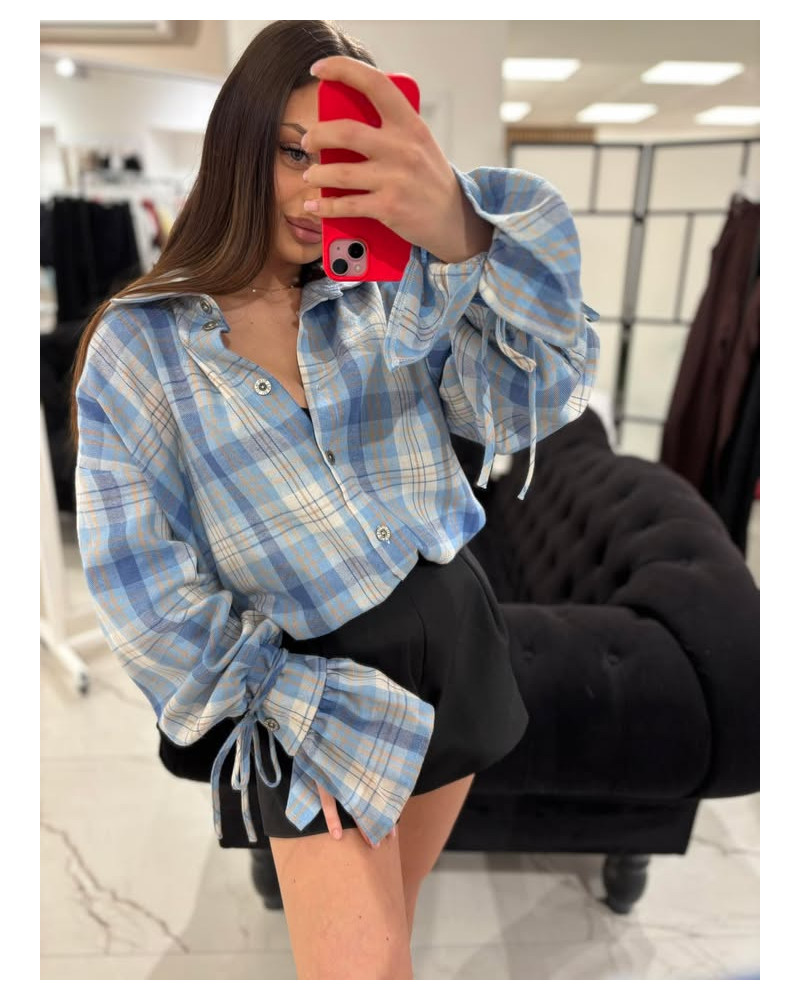 Koszula z wiązanym mankietem La Milla niebieska