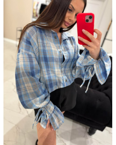 Koszula z wiązanym mankietem La Milla niebieska