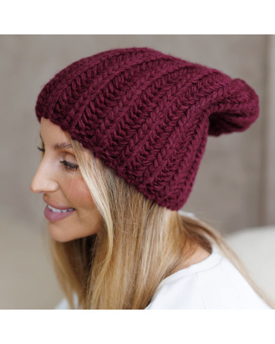 Czapka smerfetka By o la la...! burgundowa