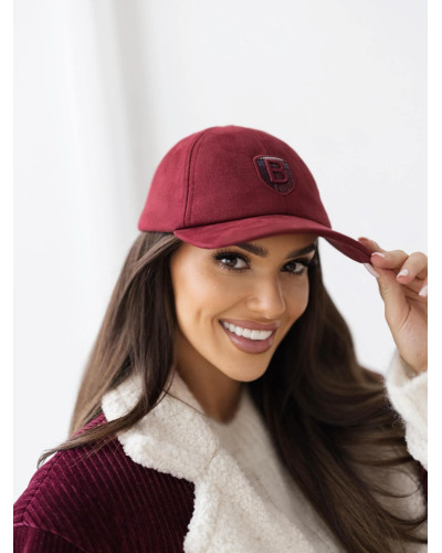 Czapka z daszkiem z a'la zamszu By o la la...! burgundowa