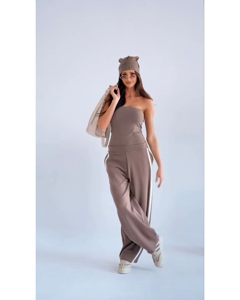 Spodnie dresowe z lampasami By o la la...! kakao