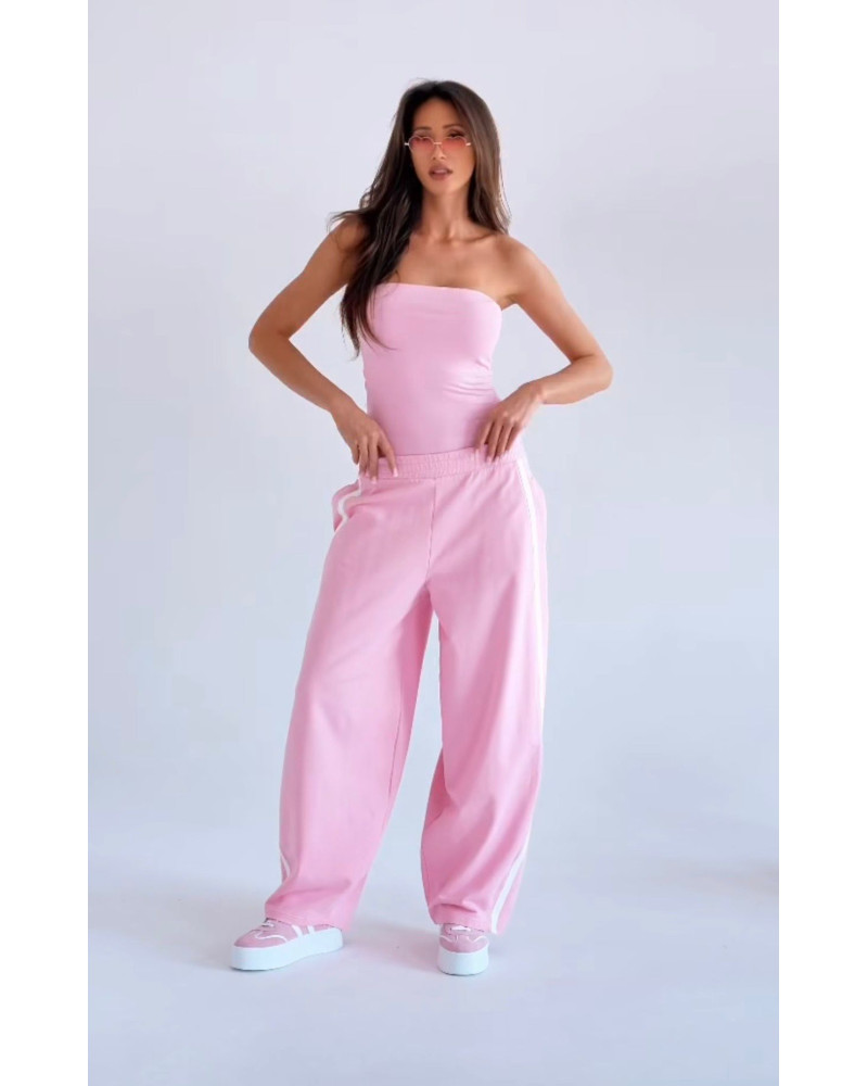 Spodnie dresowe z lampasami By o la la...! sugar pink