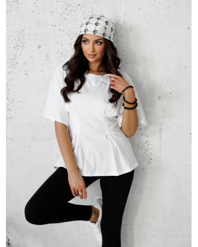 T-shirt taliowany By o la la...! biały