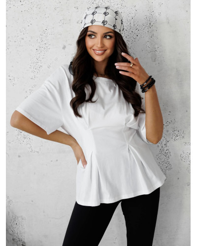 T-shirt taliowany By o la la...! biały