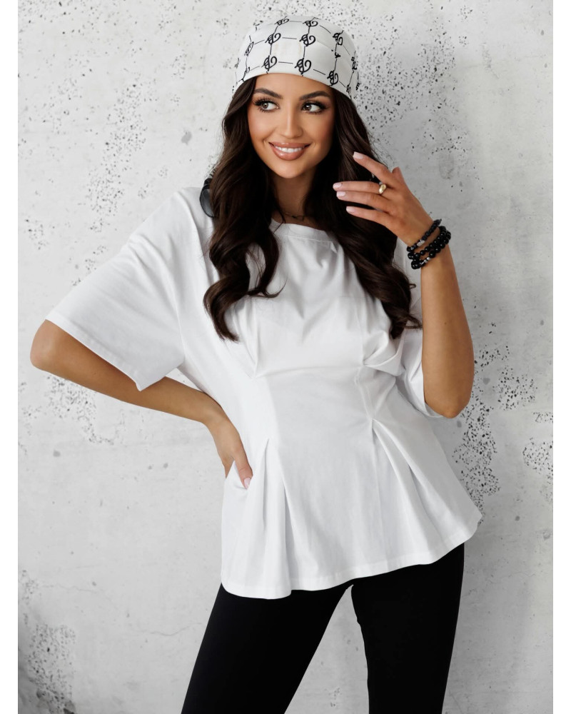 T-shirt taliowany By o la la...! biały