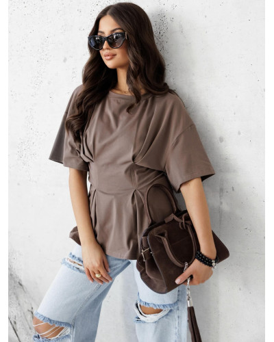 T-shirt taliowany By o la la...! kakaowy