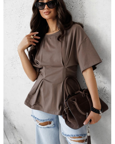 T-shirt taliowany By o la la...! kakaowy