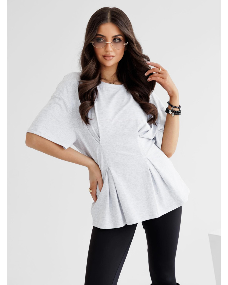 T-shirt taliowany By o la la...! szary melanż