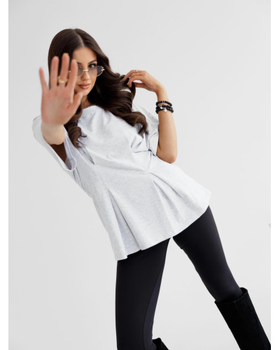 T-shirt taliowany By o la la...! szary melanż