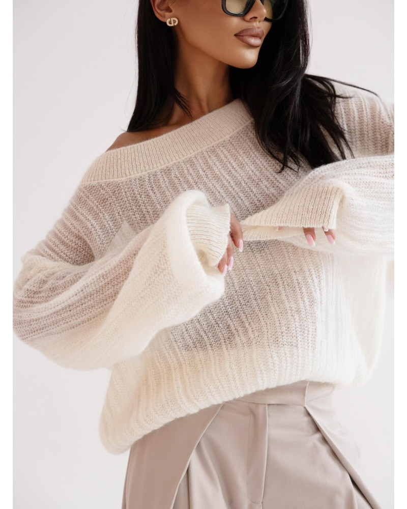 Sweter moherowy mgiełka By o la la...! śmietanowy