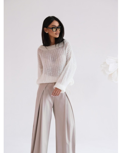 Sweter moherowy mgiełka By o la la...! śmietanowy