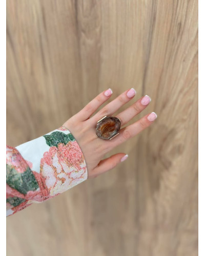 Pierścionek Valeria brązowy z beżem