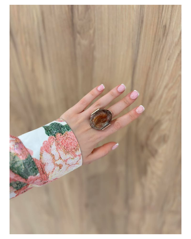 Pierścionek Valeria brązowy z beżem