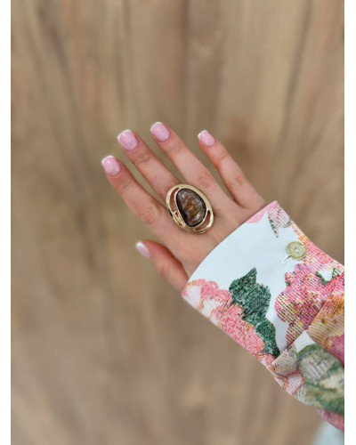 Pierścionek Serena brązowy ze złotem