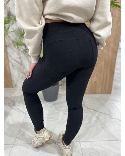 Legginsy prążkowane push-up By o la la...! czarne