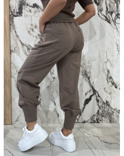 Spodnie dresowe z wywijaną gumą By o la la...! kakao