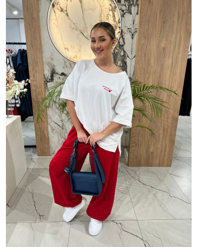 T-shirt z napisem i sercem By o la la...! red kiss