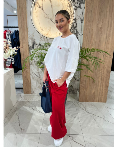 T-shirt z napisem i sercem By o la la...! red kiss