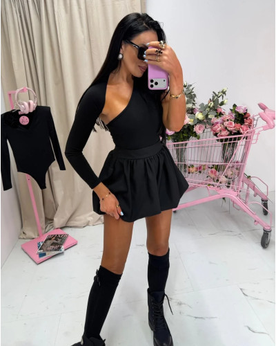 Body z wycięciem i jednym rękawem La Milla czarne