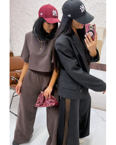 Spodnie szwedy z siateczkowym lampasem La Milla czarne