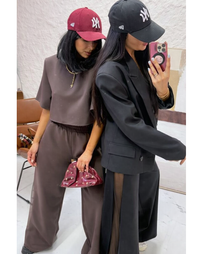 Spodnie szwedy z siateczkowym lampasem La Milla czarne