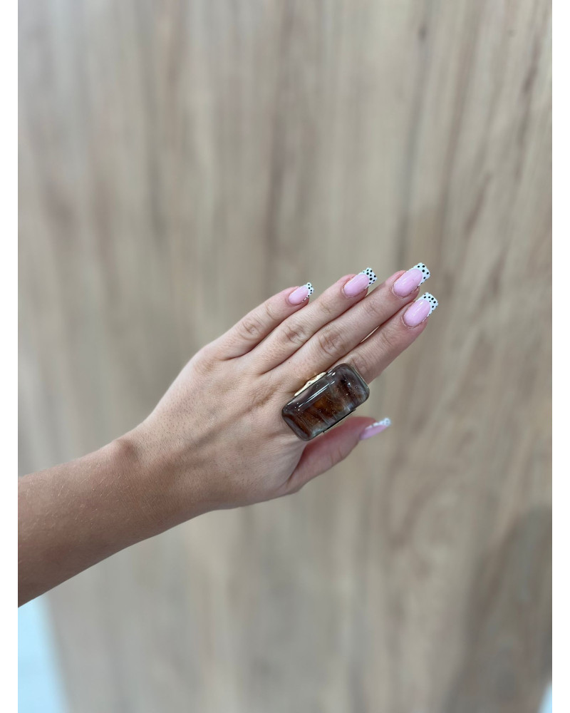 Pierścionek Amelia brązowy z beżem