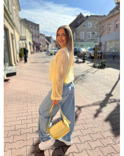 Spodnie jeansowe balony ze złotym guzikiem By o la la...! niebieskie