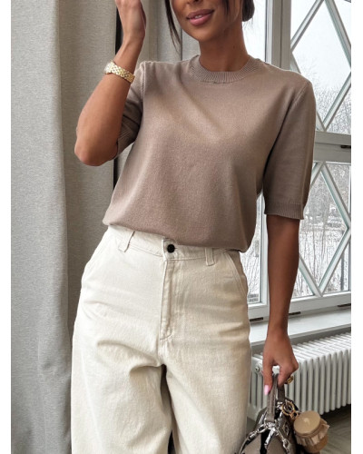 T-shirt dzianiowy EMO latte