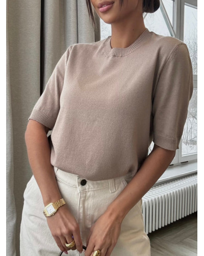 T-shirt dzianiowy EMO latte