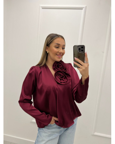 Koszula z różami Belucci bordowa