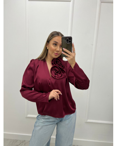 Koszula z różami Belucci bordowa