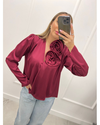 Koszula z różami Belucci bordowa