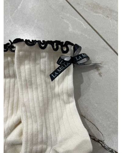 Skarpetki z falbanką La Milla śmietankowe