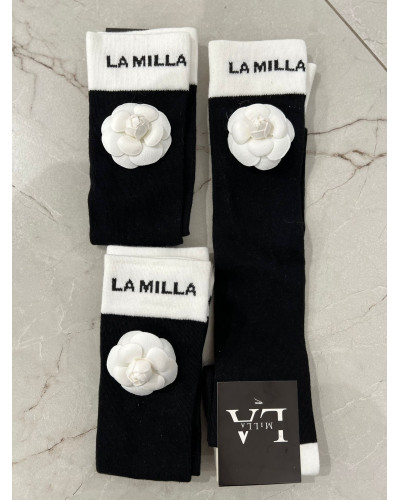 Podkolanówki z różą La Milla czarne